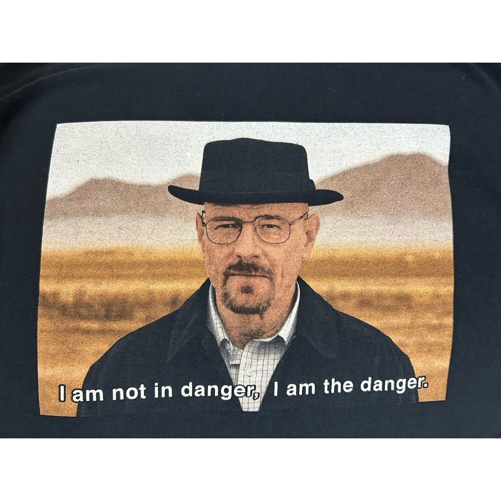 Breaking Bad Walter White “I Am the Danger” Men’s L Black Cotton Crew Tee